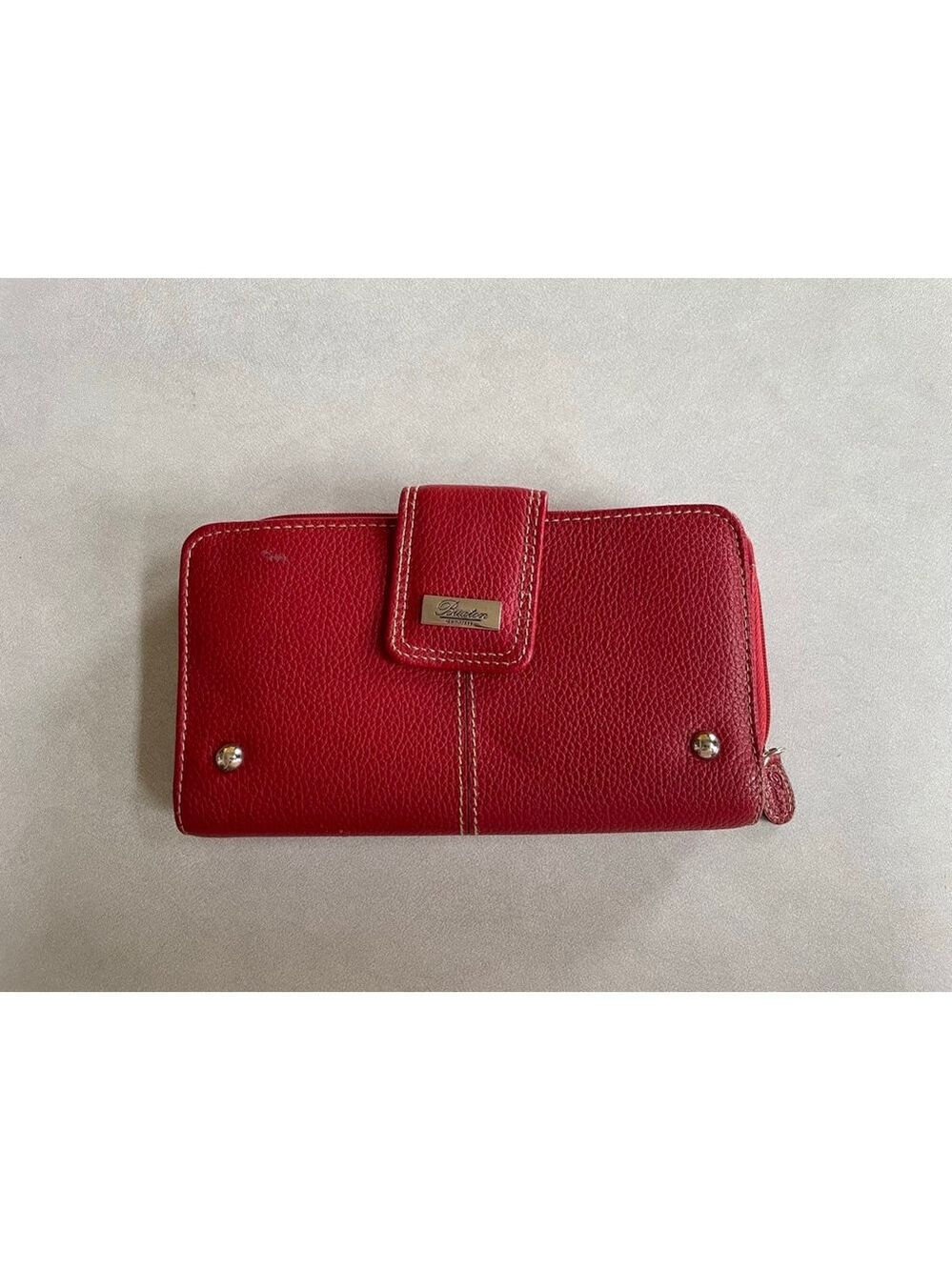 Women's Buxton Red Leather One Size Wallet with Gold Accents
